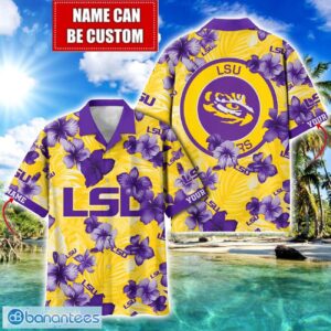 LSU TIGERS Big Logo Custom Name Aloha Flower Hawaiian Shirt Trending Summer Product Photo 1