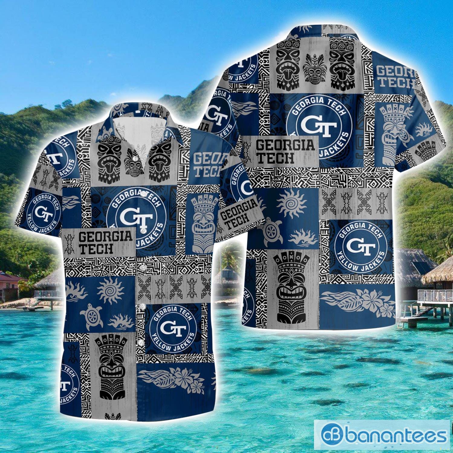 georgia tech yellow jackets hawaiian tiki vintage patterns hawaiian shirt summer gift image Georgia Tech Yellow Jackets Hawaiian Tiki Vintage Patterns Hawaiian Shirt Summer Gift Product Photo 1