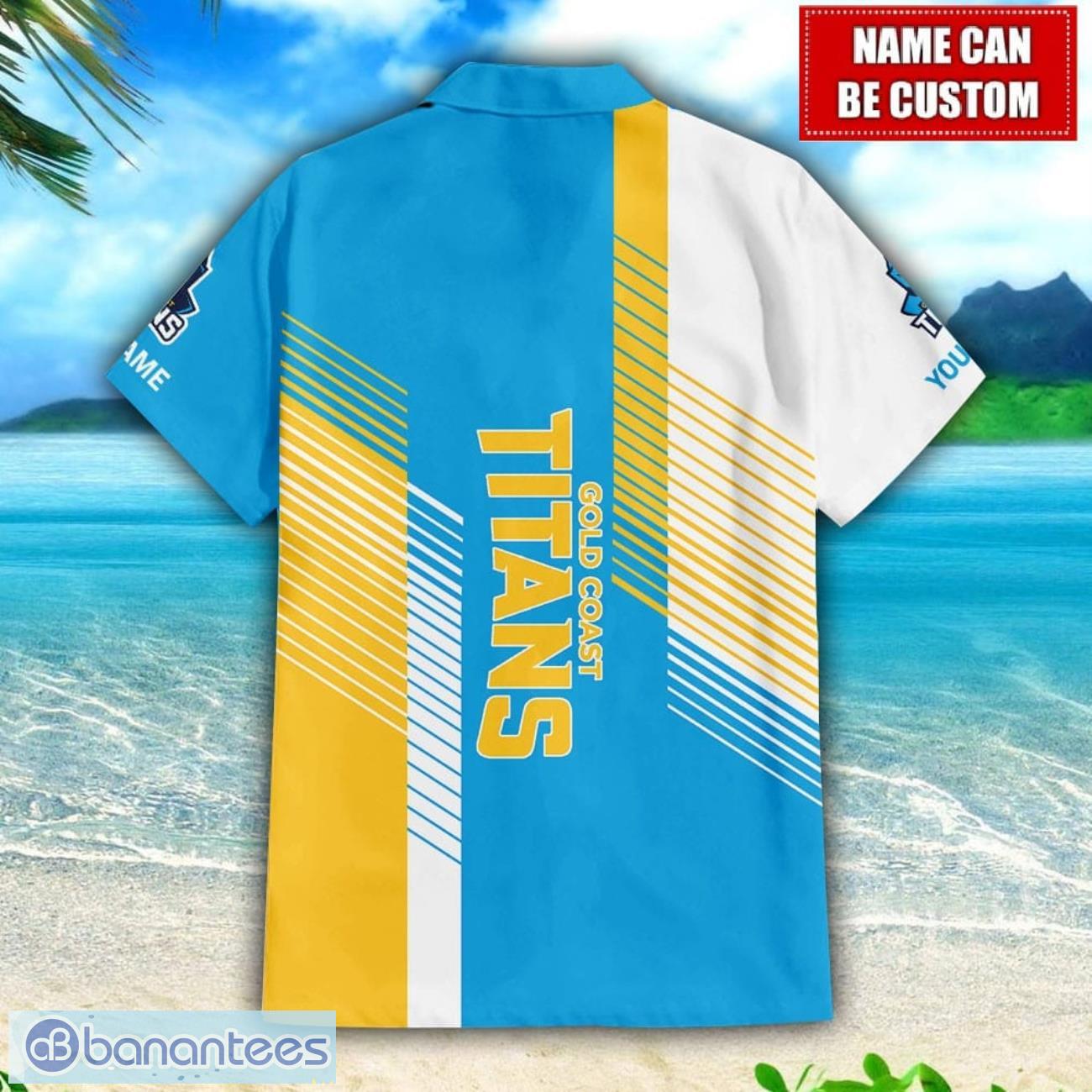 gold coast titans nrl custom name hawaiian shirt for men and women beach gift 1 image Gold Coast Titans NRL Custom Name Hawaiian Shirt For Men And Women Beach Gift Product Photo 2