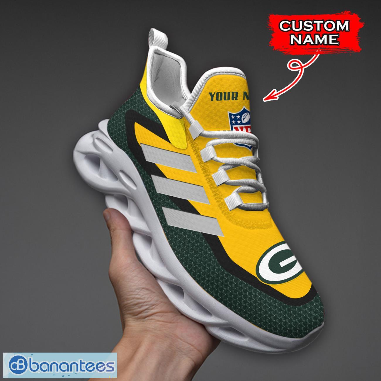 green bay packers nfl max soul shoes sneakers custom name big striped sneakers for fans image Green Bay Packers NFL Max Soul Shoes Sneakers Custom Name Big Striped Sneakers For Fans Product Photo 1