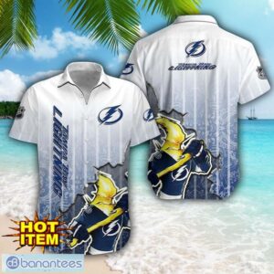Tampa Bay Lightning Logo Broken Wall Printed 3D Hawaiian Shirt For Fans Product Photo 1