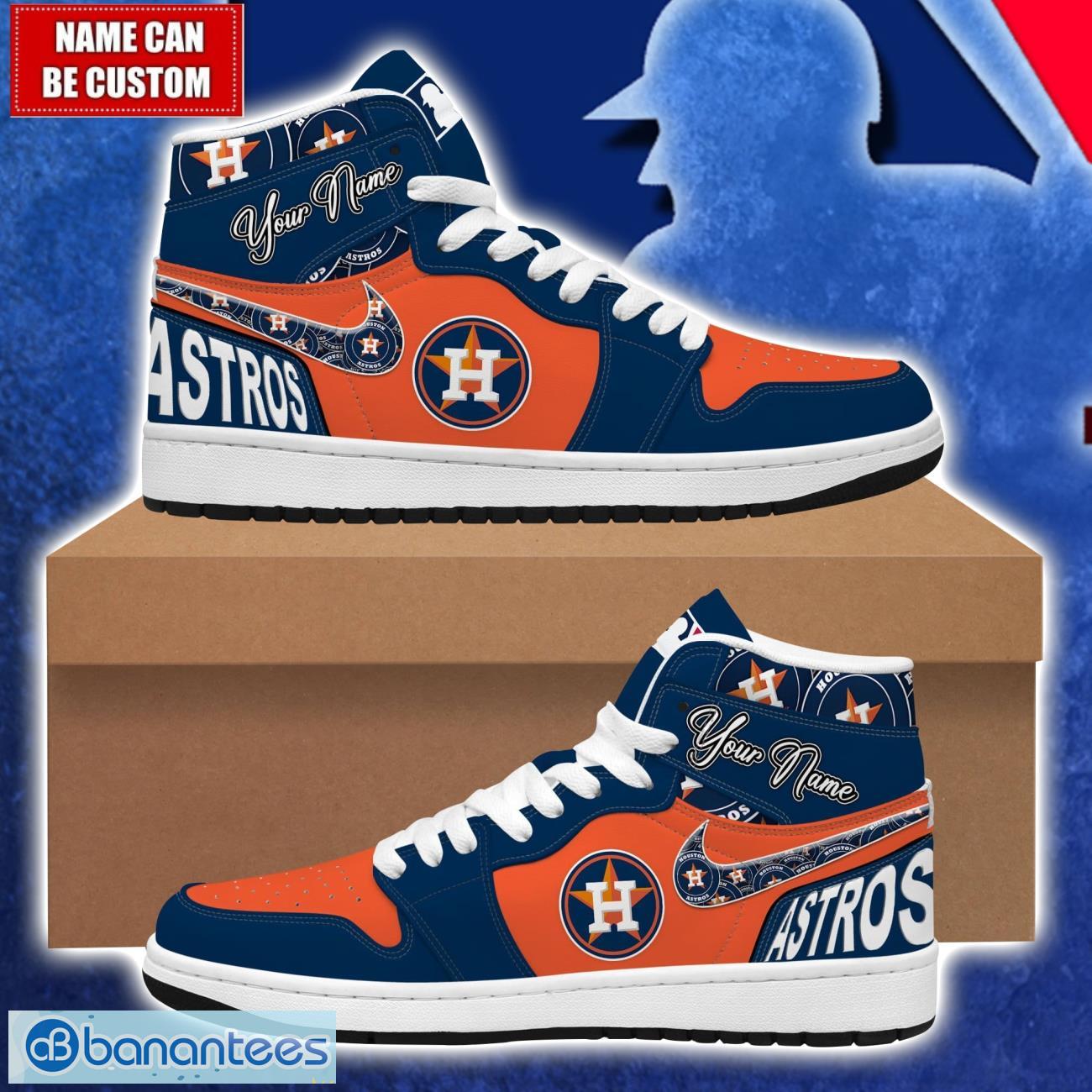 houston astros mlb air jordan 1 hightop shoes for mlb fans custom name gift sneakers image Houston Astros MLB Air Jordan 1 Hightop Shoes For MLB Fans Custom Name Gift Sneakers Product Photo 1
