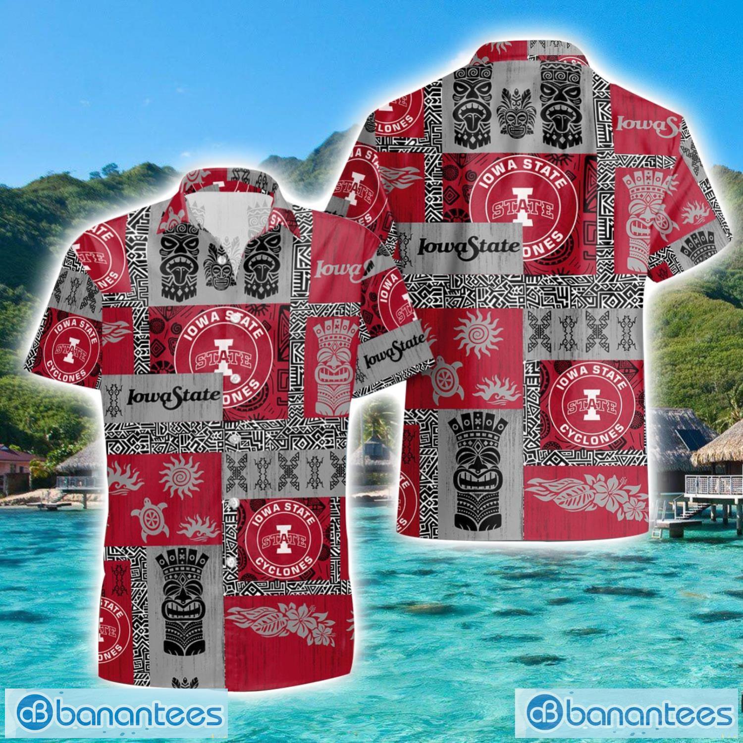 iowa state cyclones hawaiian tiki vintage patterns hawaiian shirt summer gift image Iowa State Cyclones Hawaiian Tiki Vintage Patterns Hawaiian Shirt Summer Gift Product Photo 1