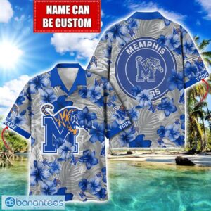 Memphis Tigers Big Logo Custom Name Aloha Flower Hawaiian Shirt Trending Summer Product Photo 1