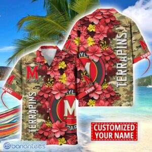 Maryland Terrapins Custom Name Personalized Camo Flower Pattern Hawaiian Shirt Product Photo 1