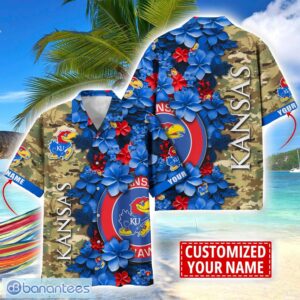 Kansas Jayhawks Custom Name Personalized Camo Flower Pattern Hawaiian Shirt Product Photo 1