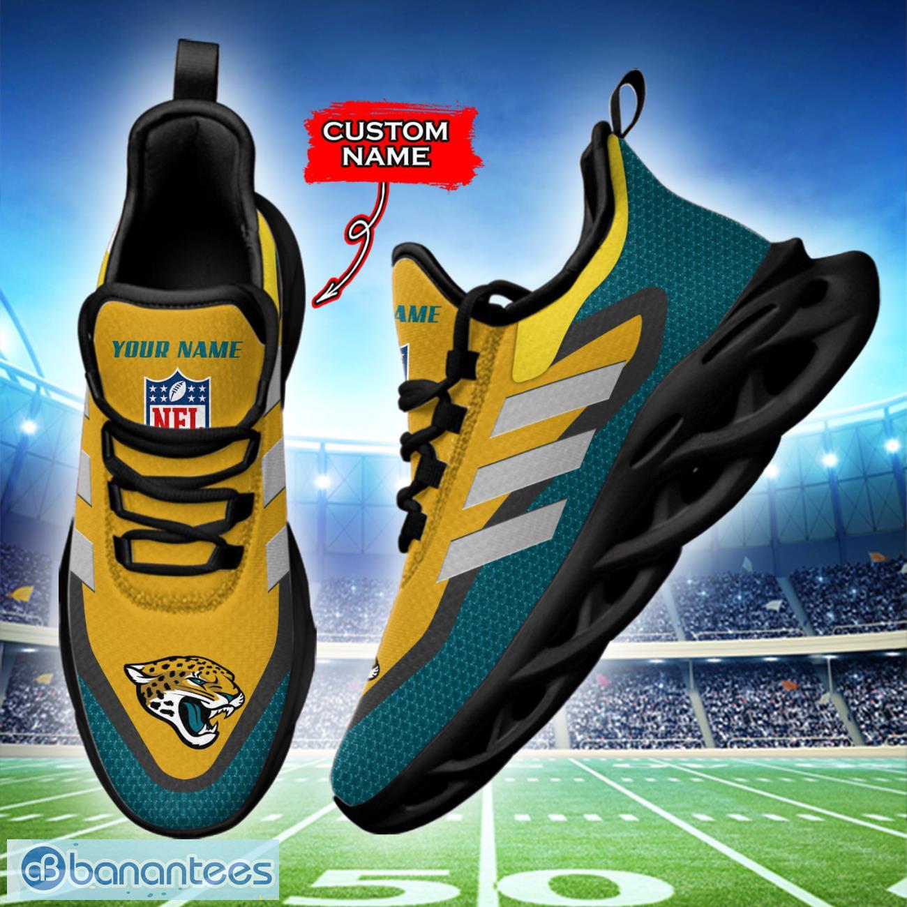 jacksonville jaguars nfl max soul shoes sneakers custom name big striped sneakers for fans 2 image Jacksonville Jaguars NFL Max Soul Shoes Sneakers Custom Name Big Striped Sneakers For Fans Product Photo 3