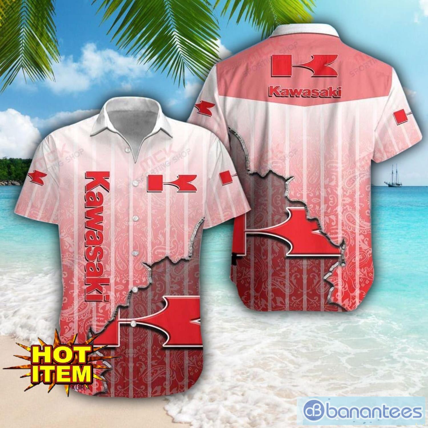 kawasaki logo broken wall printed 3d hawaiian shirt for fans image Kawasaki Logo Broken Wall Printed 3D Hawaiian Shirt For Fans Product Photo 1