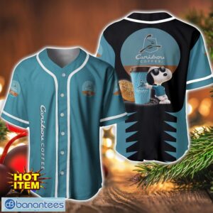 Caribou Coffee Snoopy Baseball Jersey Shirt For Snoopy Lovers Gift Ideas Product Photo 1