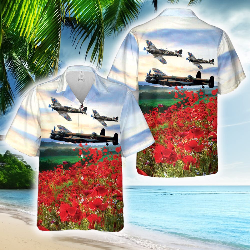lancaster bomber amp spitfires poppy pin remembrance day red poppy we will remember lest we forget hawaiian shirt gift for holidays beach image Lancaster Bomber & Spitfires Poppy Pin Remembrance Day Red Poppy We Will Remember LEST WE FORGET Hawaiian Shirt Gift For Holidays Beach - 180624-105727