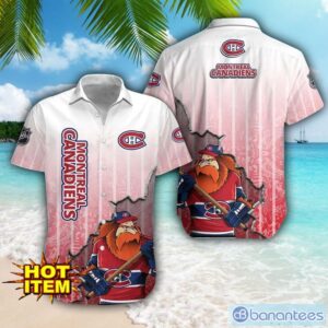 Montreal Canadiens Logo Broken Wall Printed 3D Hawaiian Shirt For Fans Product Photo 1