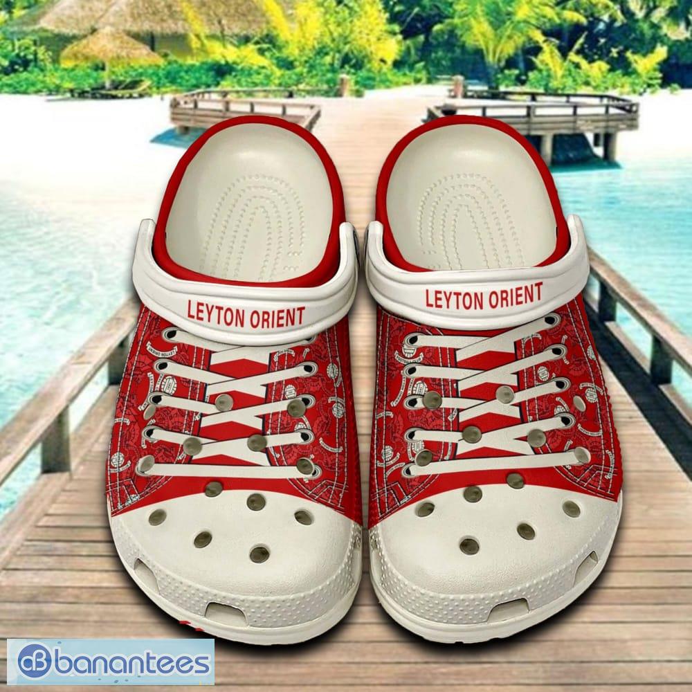leyton orient 3d clog shoes for fans summer beach all over print image Leyton Orient 3D Clog Shoes For Fans Summer Beach All Over Print - Leyton Orient 3D Clog Shoes For Fans Summer Beach All Over Print
