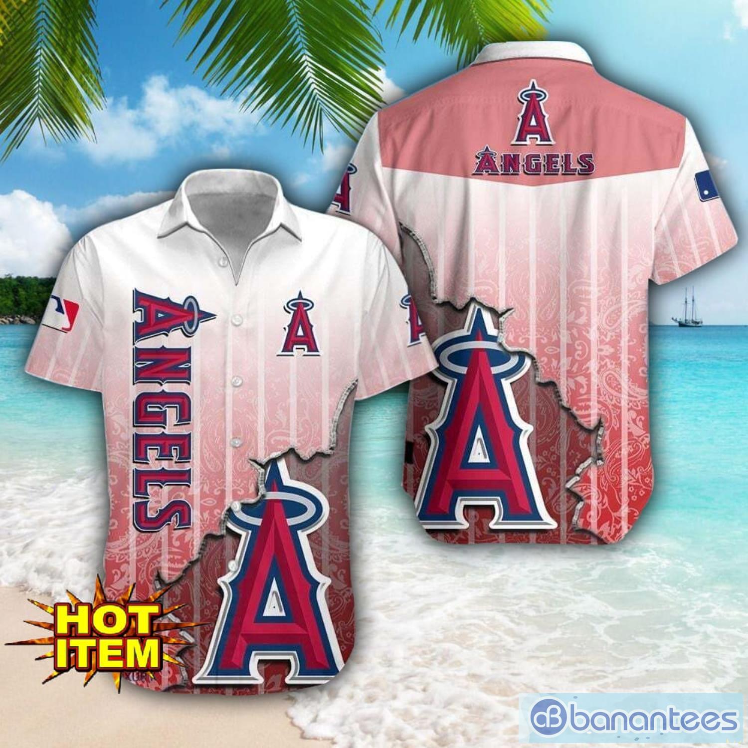 los angeles angels logo broken wall printed 3d hawaiian shirt for fans image Los Angeles Angels Logo Broken Wall Printed 3D Hawaiian Shirt For Fans Product Photo 1
