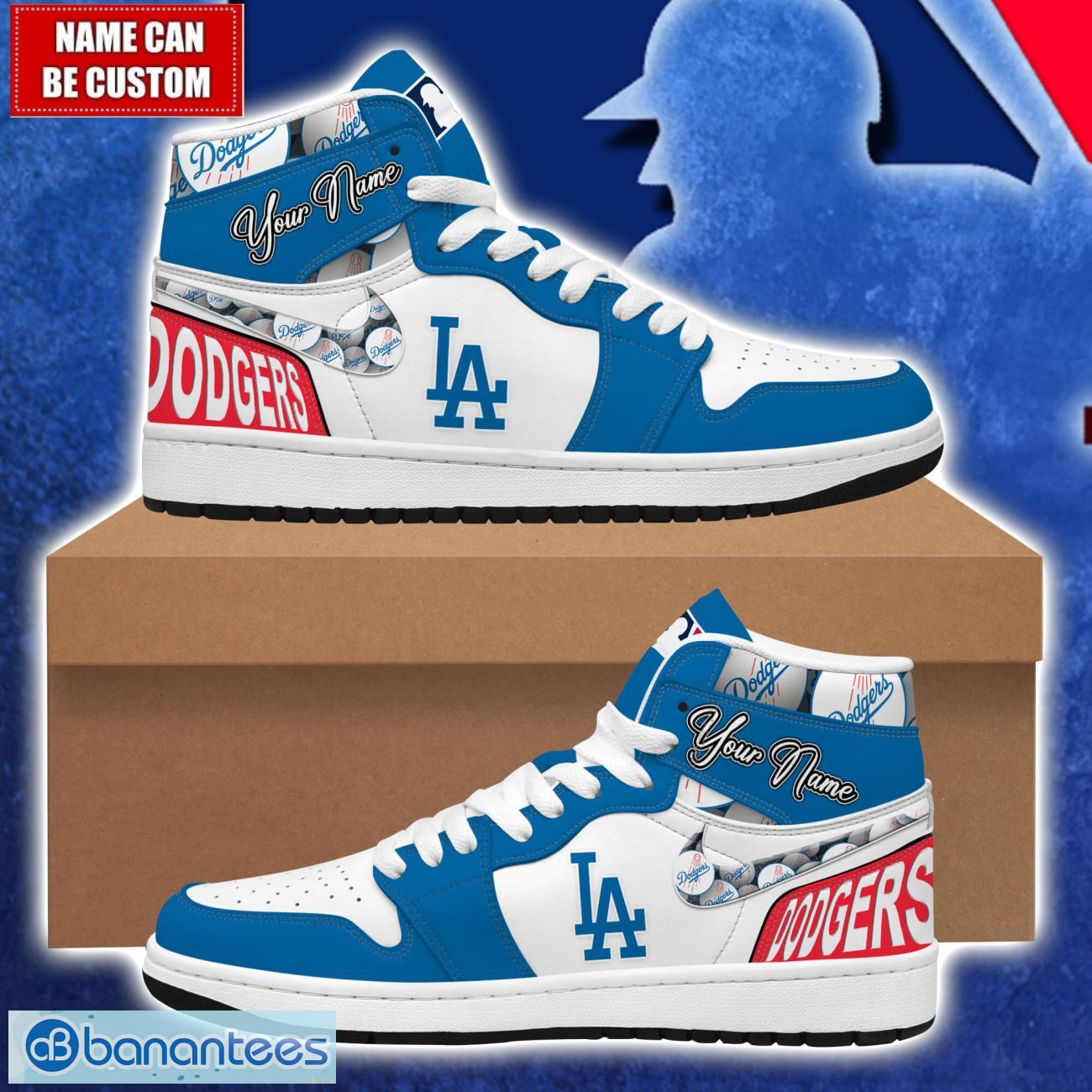 los angeles dodgers mlb air jordan 1 hightop shoes for mlb fans custom name gift sneakers image Los Angeles Dodgers MLB Air Jordan 1 Hightop Shoes For MLB Fans Custom Name Gift Sneakers Product Photo 1