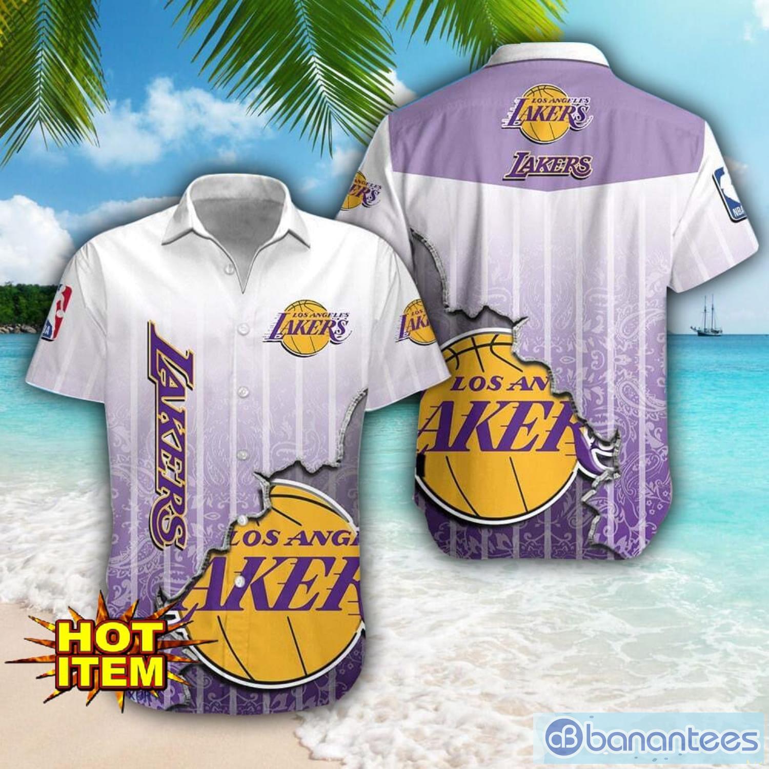 los angeles lakers logo broken wall printed 3d hawaiian shirt for fans image Los Angeles Lakers Logo Broken Wall Printed 3D Hawaiian Shirt For Fans Product Photo 1
