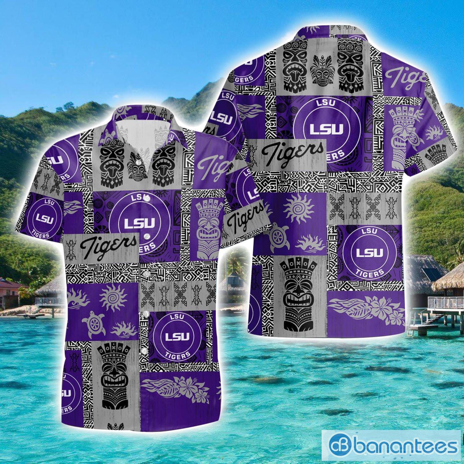 lsu tigers hawaiian tiki vintage patterns hawaiian shirt summer gift image LSU Tigers Hawaiian Tiki Vintage Patterns Hawaiian Shirt Summer Gift Product Photo 1