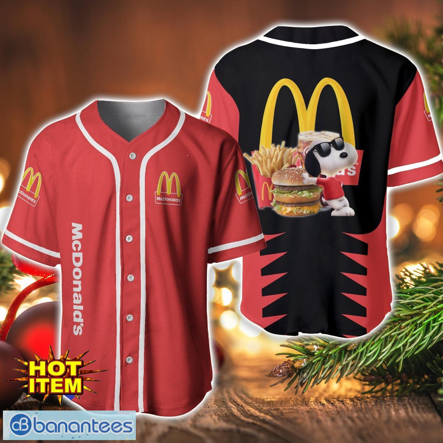 mcdonalds snoopy baseball jersey shirt for snoopy lovers gift ideas image McDonald's Snoopy Baseball Jersey Shirt For Snoopy Lovers Gift Ideas Product Photo