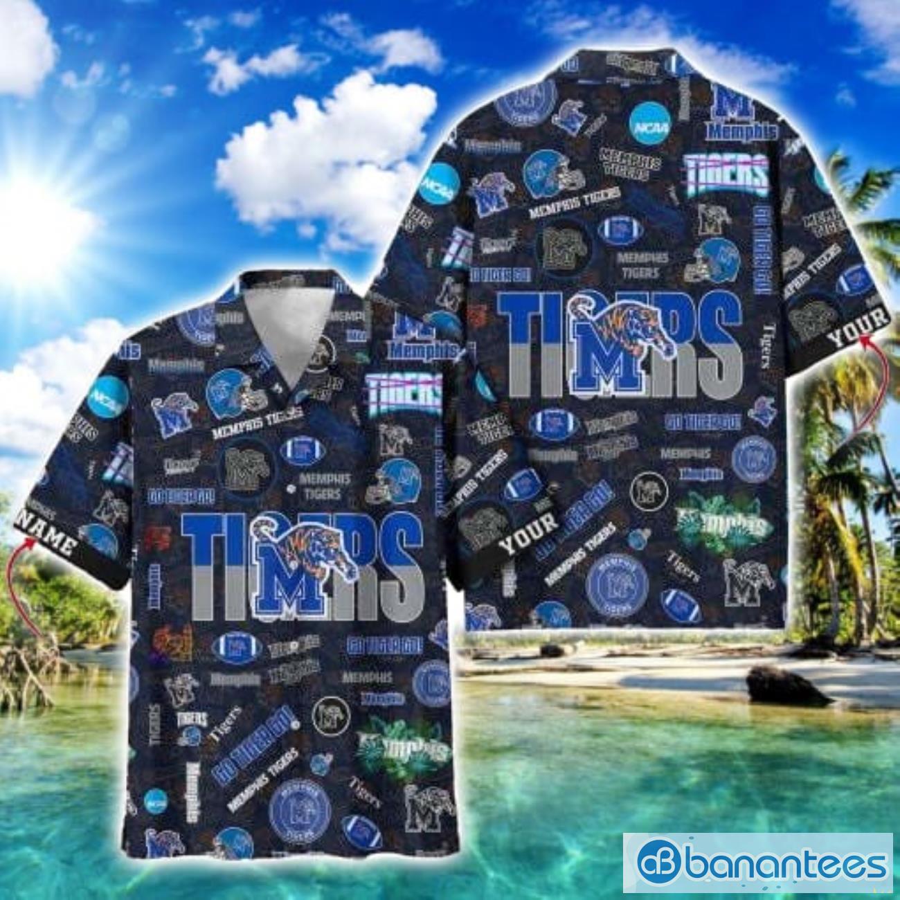 memphis tigers football beach shirts logo custom name hawaiian shirt image Memphis Tigers Football Beach Shirts Logo Custom Name Hawaiian Shirt Product Photo 1