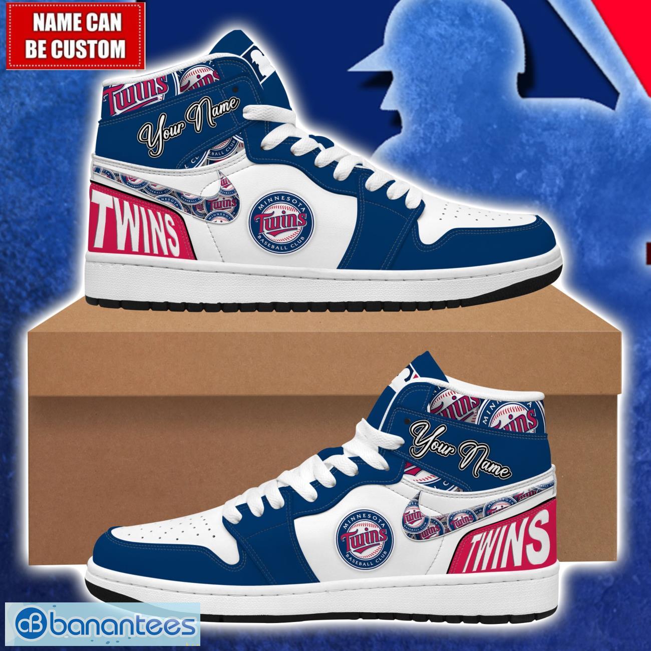 minnesota twins mlb air jordan 1 hightop shoes for mlb fans custom name gift sneakers image Minnesota Twins MLB Air Jordan 1 Hightop Shoes For MLB Fans Custom Name Gift Sneakers Product Photo 1