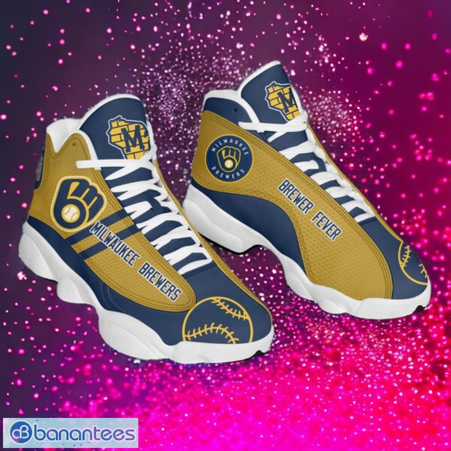 mlb milwaukee brewers logo design gift for fans air jordan 13 shoes image MLB Milwaukee Brewers Logo Design Gift For Fans Air Jordan 13 Shoes Product Photo 1
