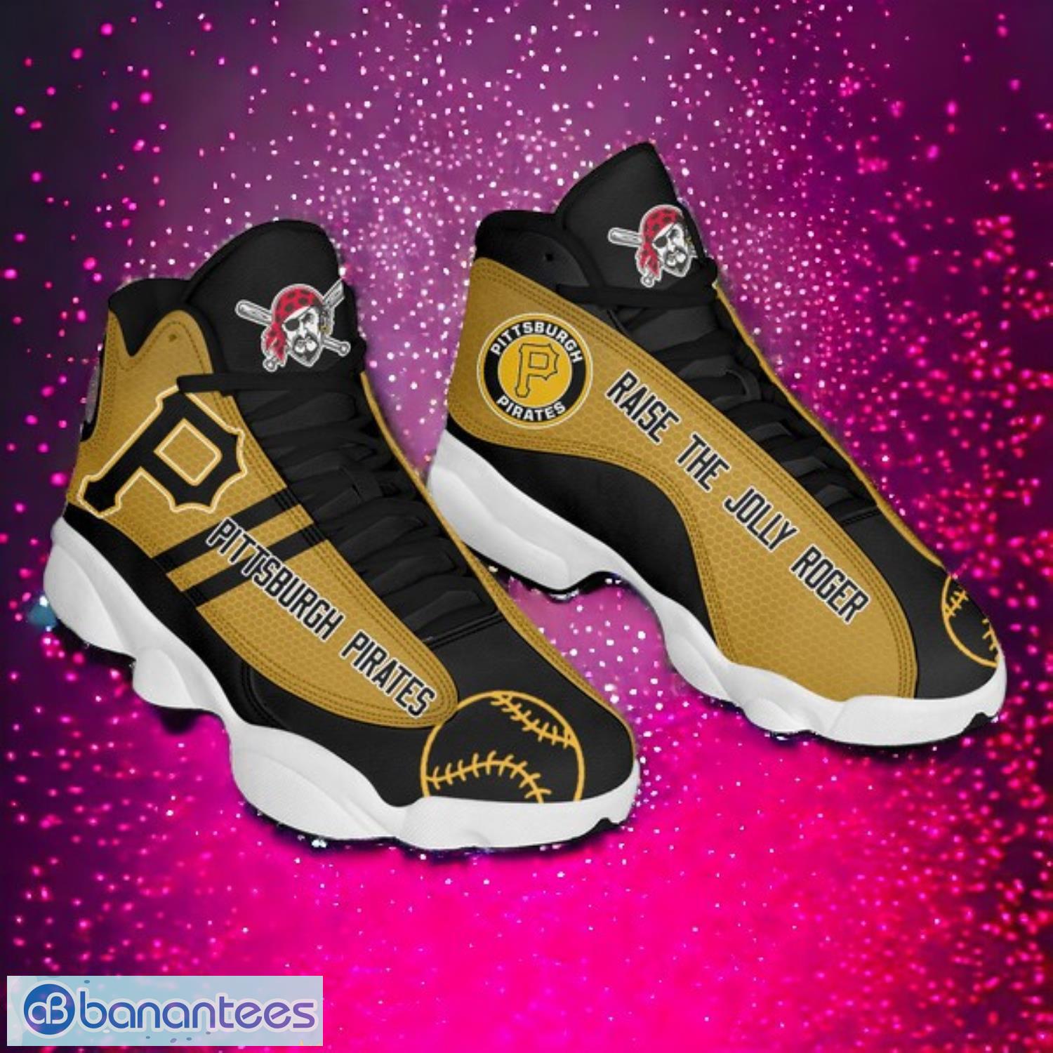 mlb pittsburgh pirates logo design gift for fans air jordan 13 shoes 1 image MLB Pittsburgh Pirates Logo Design Gift For Fans Air Jordan 13 Shoes Product Photo 2