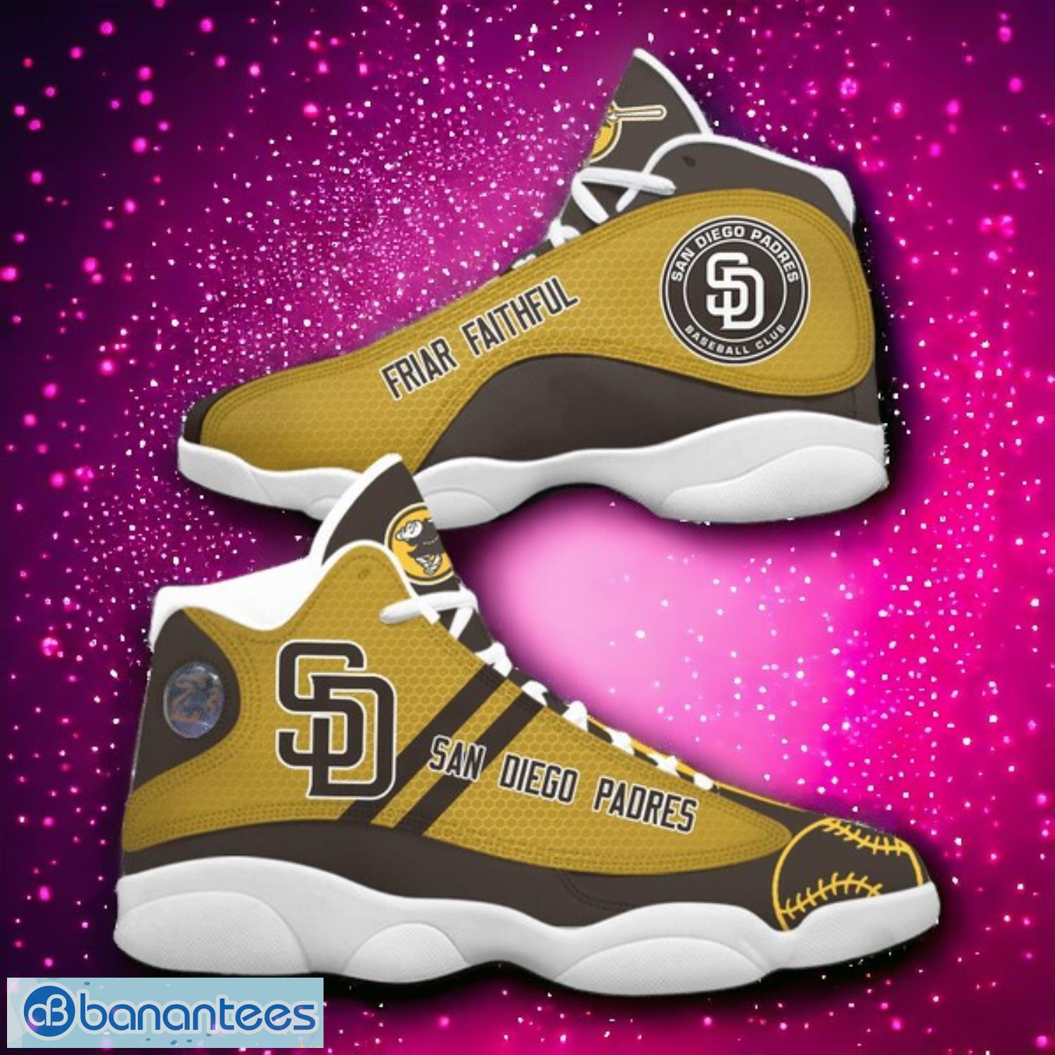 mlb san diego padres logo design gift for fans air jordan 13 shoes image MLB San Diego Padres Logo Design Gift For Fans Air Jordan 13 Shoes Product Photo 1