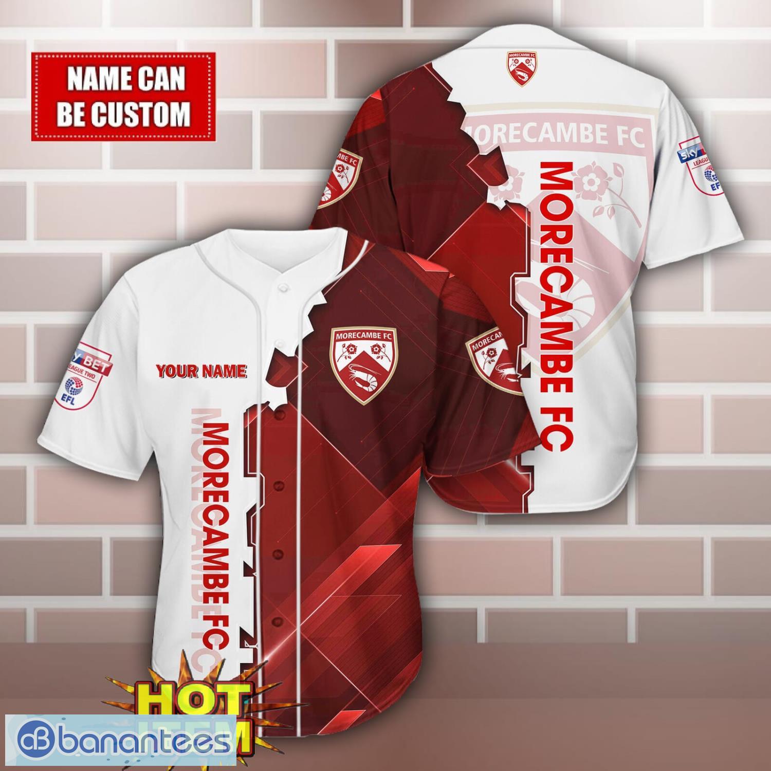 morecambe fc personalized name 3d baseball jersey shirt image Morecambe F.C Personalized Name 3D Baseball Jersey Shirt Product Photo 1