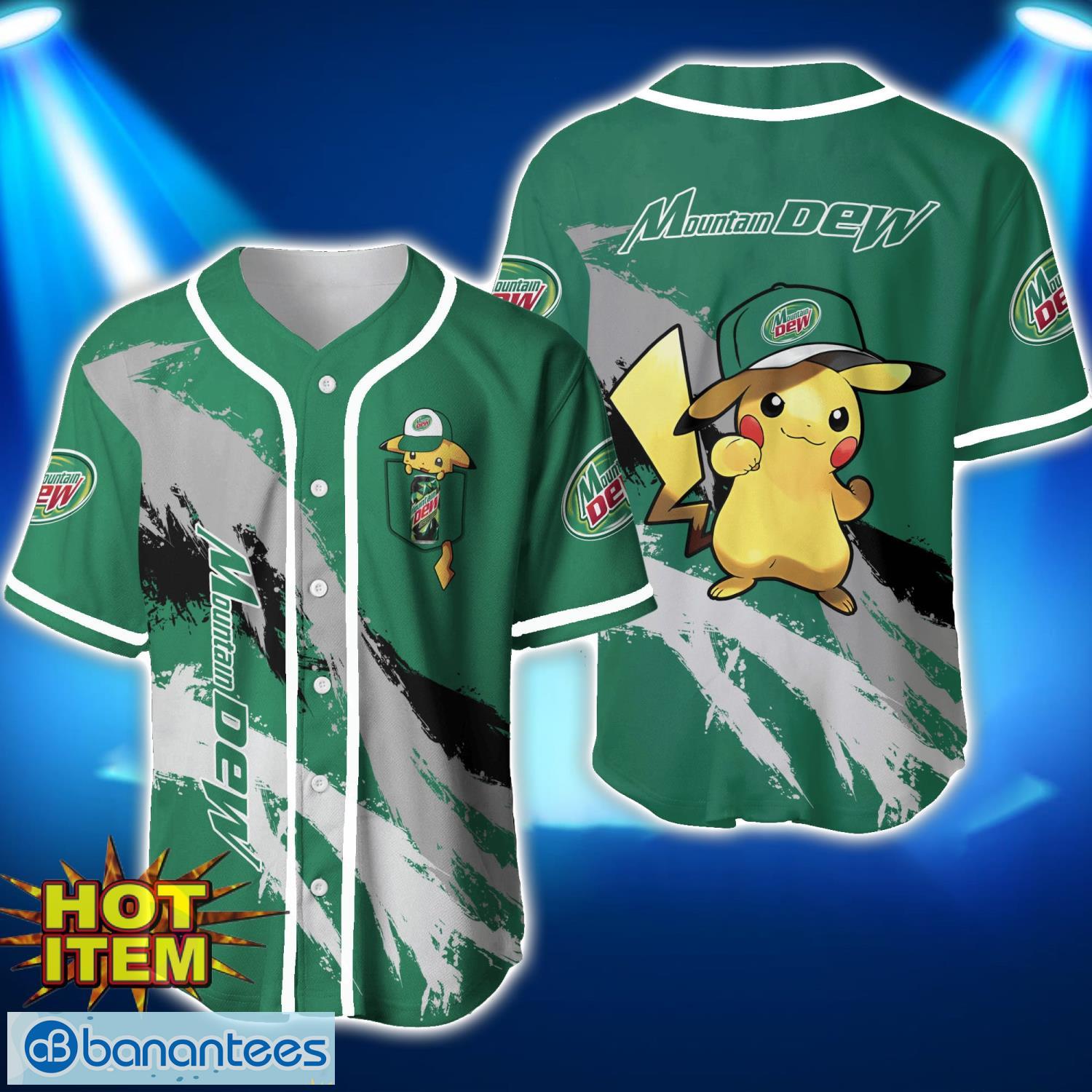 mountain dew pikachu pokemon lover 3d baseball jersey shirt image Mountain Dew Pikachu Pokemon Lover 3D Baseball Jersey Shirt Product Photo 1