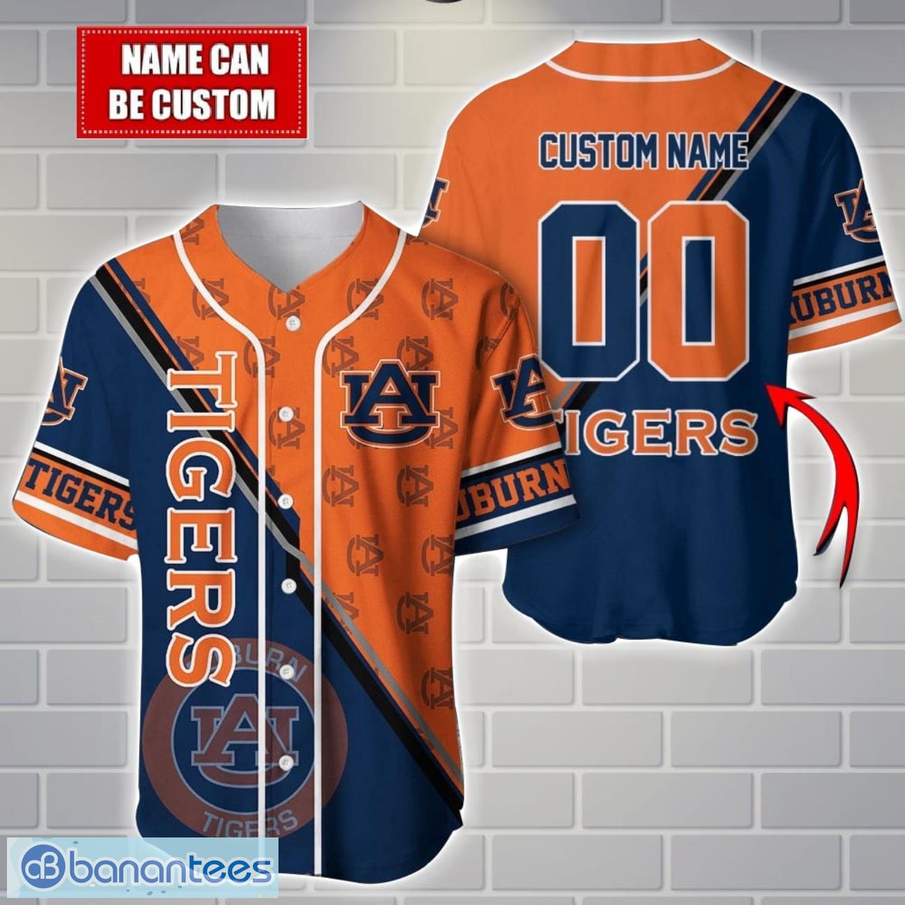 ncaa auburn tigers custom name and number sport baseball jersey shirt image NCAA Auburn Tigers Custom Name And Number Sport Baseball Jersey Shirt Product Photo 1