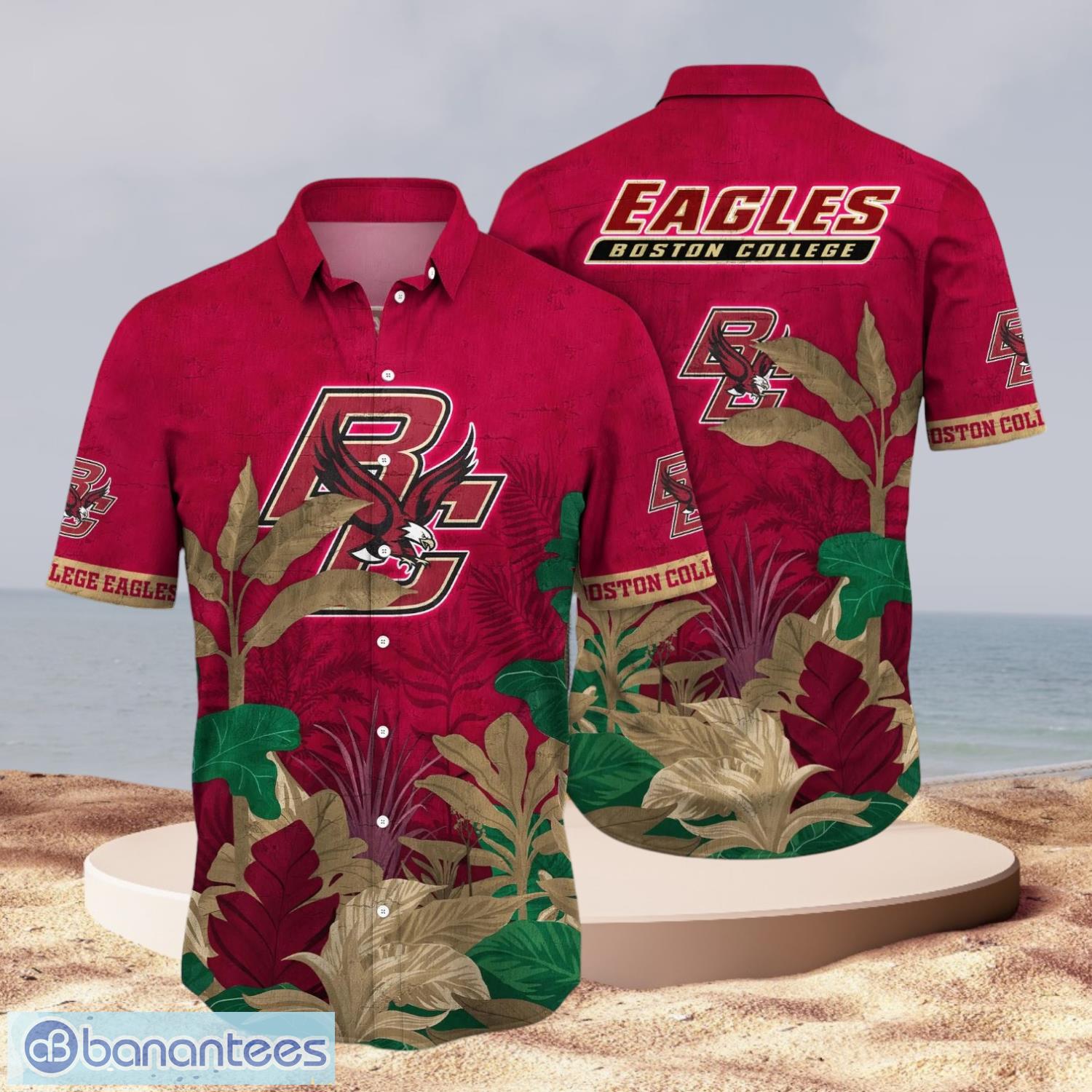 ncaa boston college eagles logo design red shirt hawaiian shirt image NCAA Boston College Eagles Logo Design Red Shirt Hawaiian Shirt Product Photo 1
