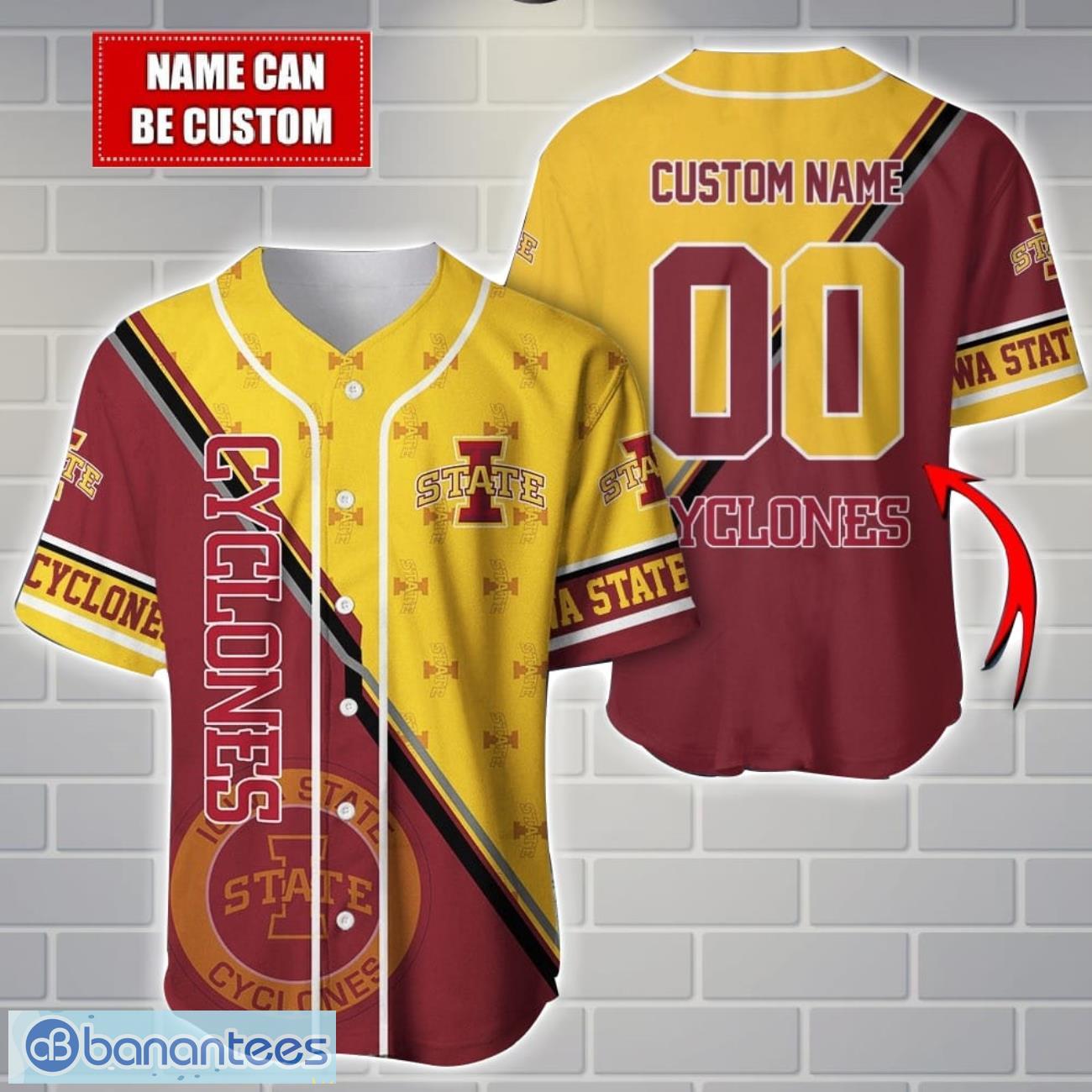 ncaa iowa state cyclones custom name and number sport baseball jersey shirt image NCAA Iowa State Cyclones Custom Name And Number Sport Baseball Jersey Shirt Product Photo 1
