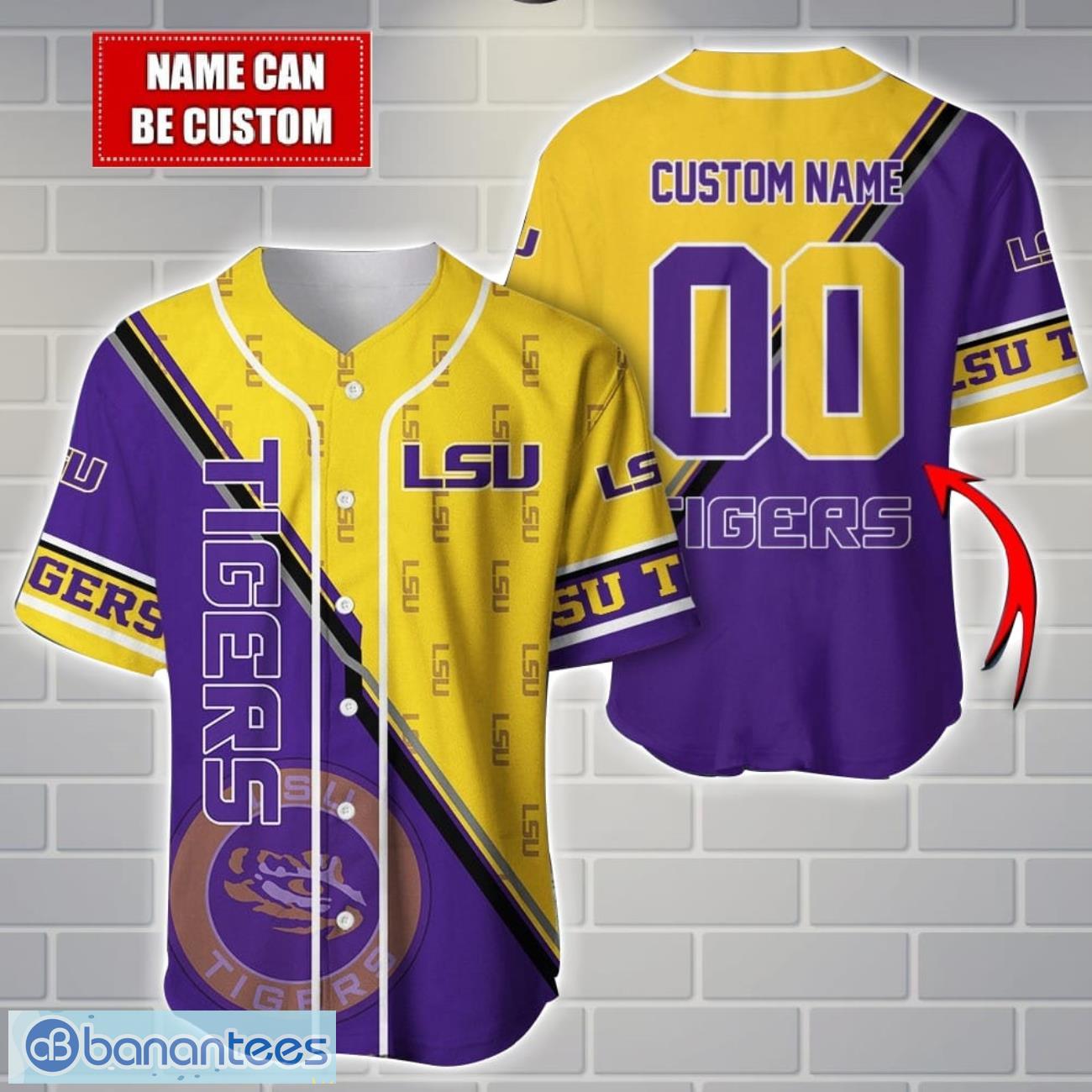 ncaa lsu tigers custom name and number sport baseball jersey shirt image NCAA LSU Tigers Custom Name And Number Sport Baseball Jersey Shirt Product Photo 1
