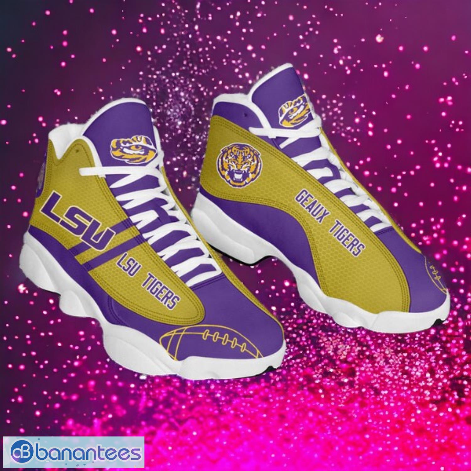 ncaa lsu tigers logo design gift for fans air jordan 13 shoes image NCAA Lsu Tigers Logo Design Gift For Fans Air Jordan 13 Shoes Product Photo 1