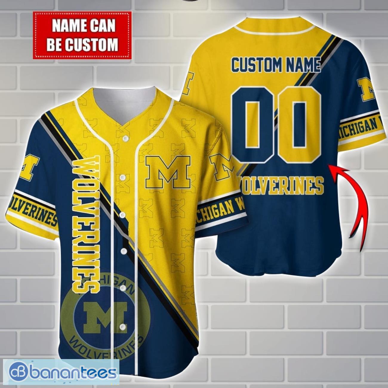 ncaa michigan wolverines custom name and number sport baseball jersey shirt image NCAA Michigan Wolverines Custom Name And Number Sport Baseball Jersey Shirt Product Photo 1