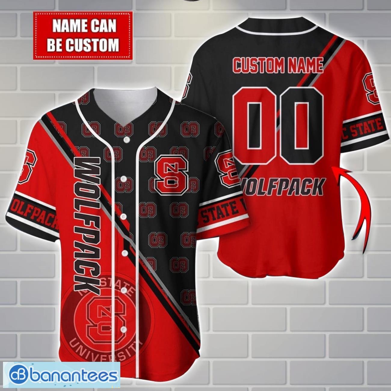 ncaa nc state wolfpack custom name and number sport baseball jersey shirt image NCAA NC State Wolfpack Custom Name And Number Sport Baseball Jersey Shirt Product Photo 1
