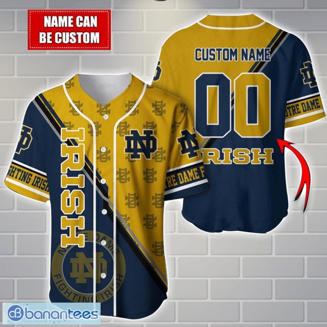 ncaa notre dame fighting irish custom name and number sport baseball jersey shirt image NCAA Notre Dame Fighting Irish Custom Name And Number Sport Baseball Jersey Shirt Product Photo 1