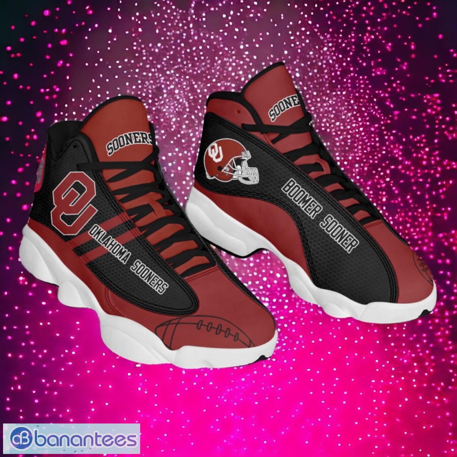 ncaa oklahoma sooners logo design gift for fans air jordan 13 shoes image NCAA Oklahoma Sooners Logo Design Gift For Fans Air Jordan 13 Shoes Product Photo 1
