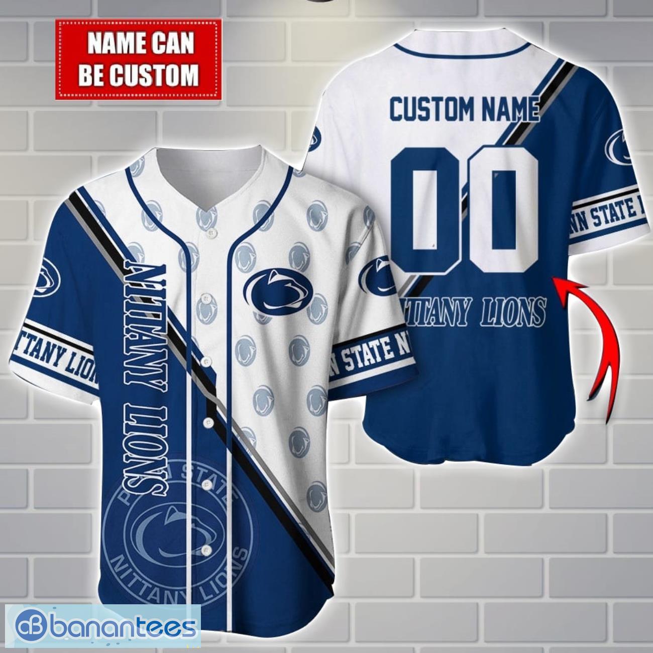 ncaa penn state nittany lions custom name and number sport baseball jersey shirt image NCAA Penn State Nittany Lions Custom Name And Number Sport Baseball Jersey Shirt Product Photo 1