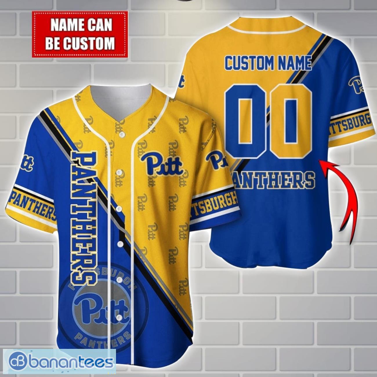 ncaa pittsburgh panthers custom name and number sport baseball jersey shirt image NCAA Pittsburgh Panthers Custom Name And Number Sport Baseball Jersey Shirt Product Photo 1