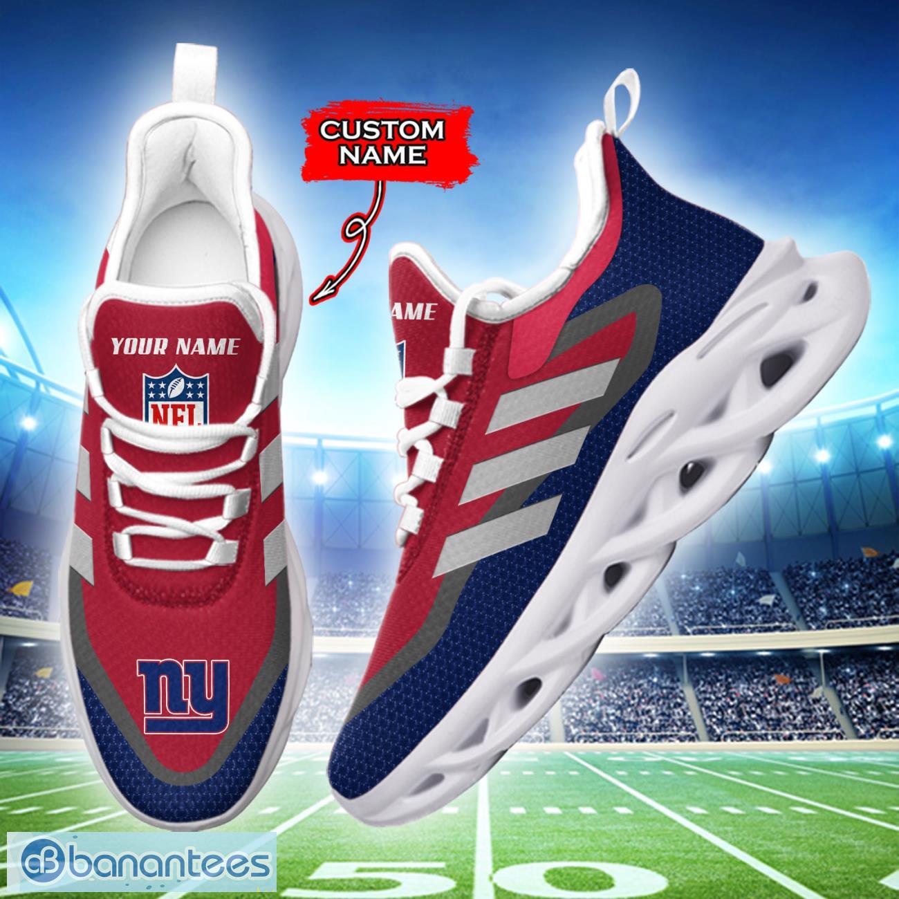 new york giants nfl max soul shoes sneakers custom name big striped sneakers for fans 1 image New York Giants NFL Max Soul Shoes Sneakers Custom Name Big Striped Sneakers For Fans Product Photo 2
