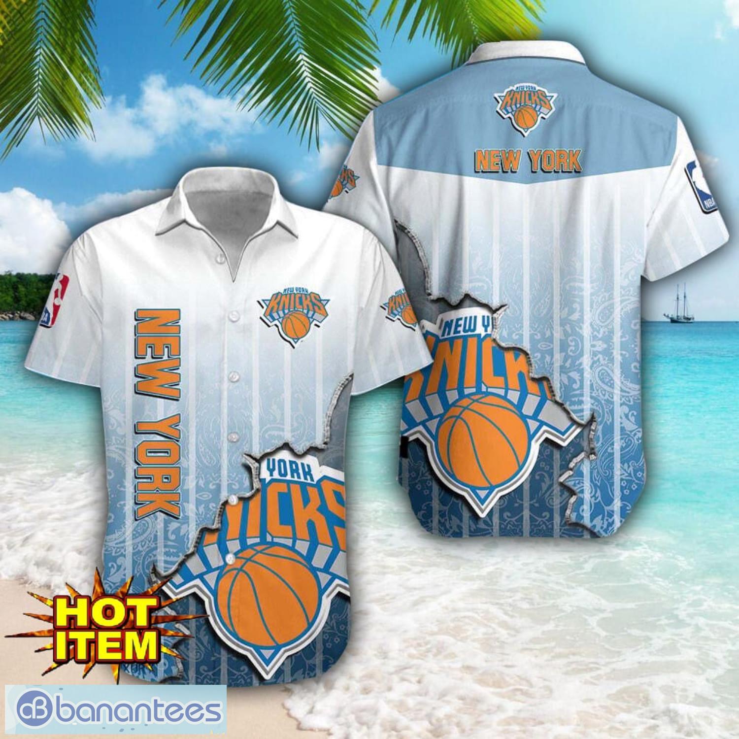 new york knicks logo broken wall printed 3d hawaiian shirt for fans image New York Knicks Logo Broken Wall Printed 3D Hawaiian Shirt For Fans Product Photo 1