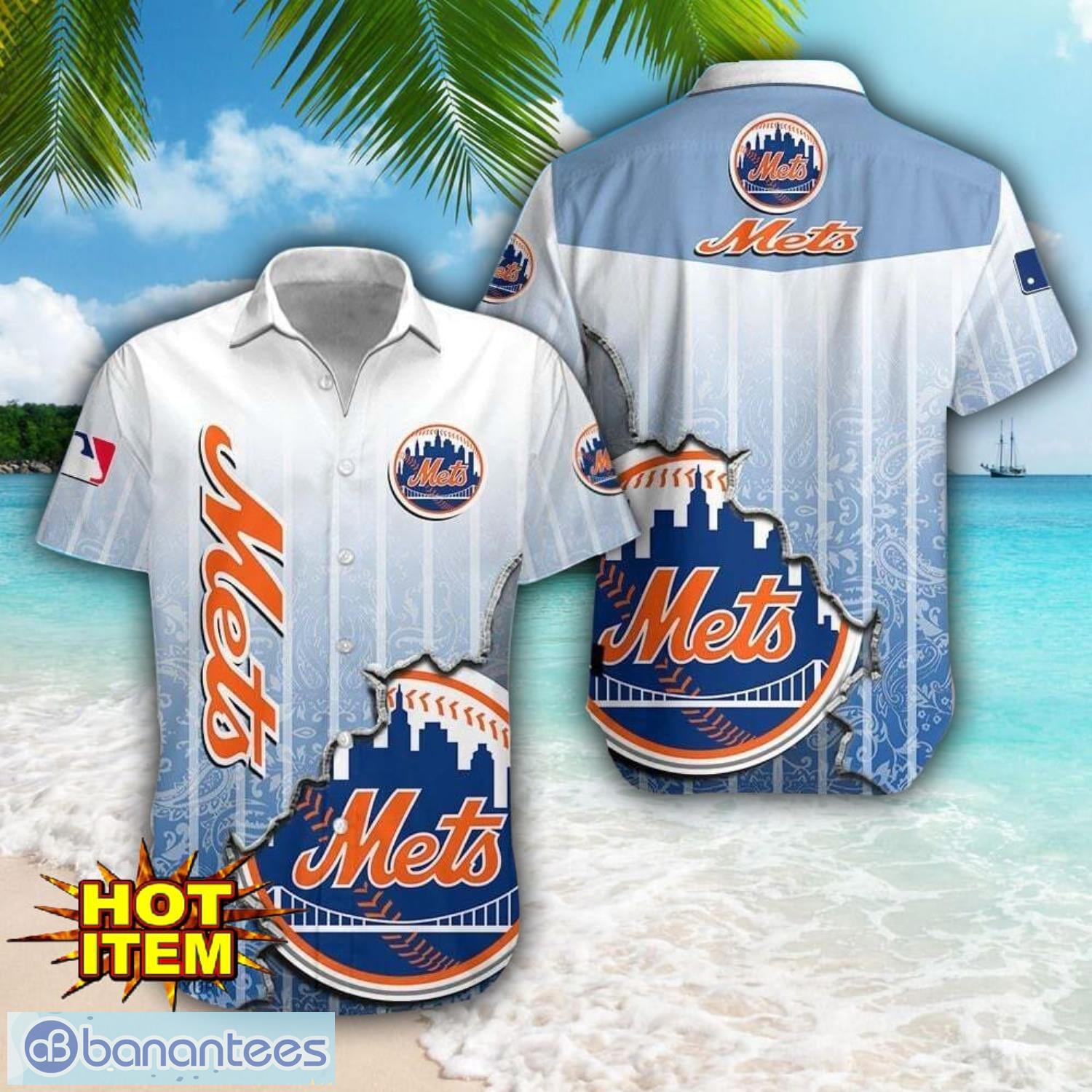 new york mets logo broken wall printed 3d hawaiian shirt for fans image New York Mets Logo Broken Wall Printed 3D Hawaiian Shirt For Fans Product Photo 1