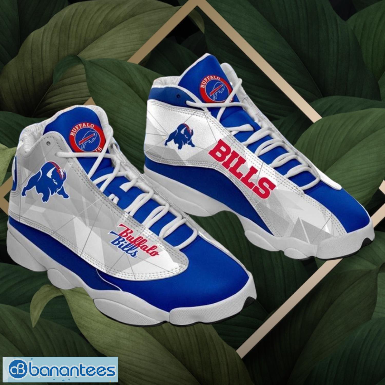nfl buffalo bills logo design white blue shoes gift for fans air jordan 13 image NFL Buffalo Bills Logo Design White Blue Shoes Gift For Fans Air Jordan 13 Product Photo 1