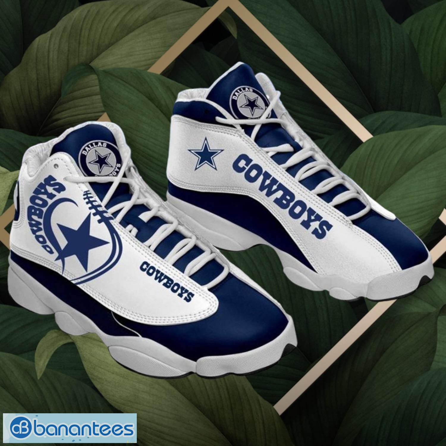 nfl dallas cowboys logo design white blue shoes gift for fans air jordan 13 image NFL Dallas Cowboys Logo Design White Blue Shoes Gift For Fans Air Jordan 13 Product Photo 1