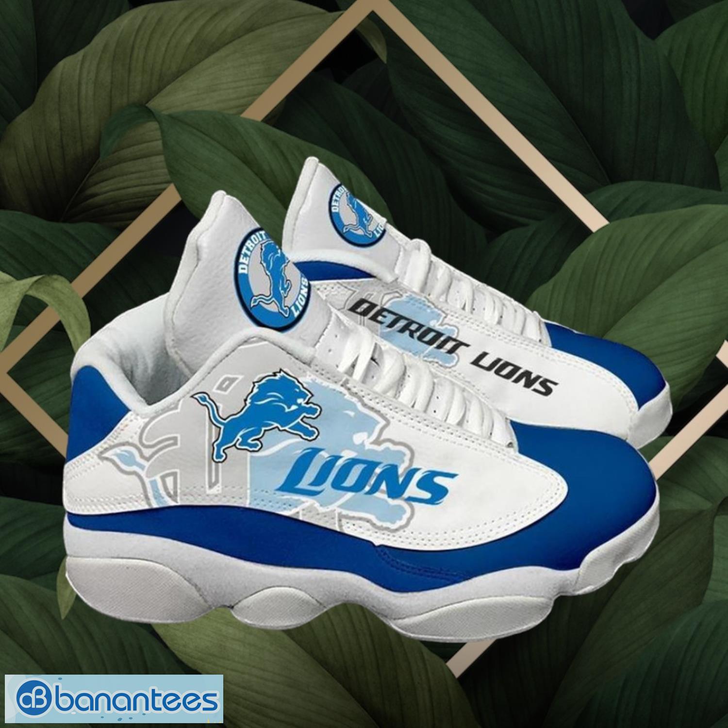 nfl detroit lions logo design white blue shoes gift for fans air jordan 13 image NFL Detroit Lions Logo Design White Blue Shoes Gift For Fans Air Jordan 13 Product Photo 1