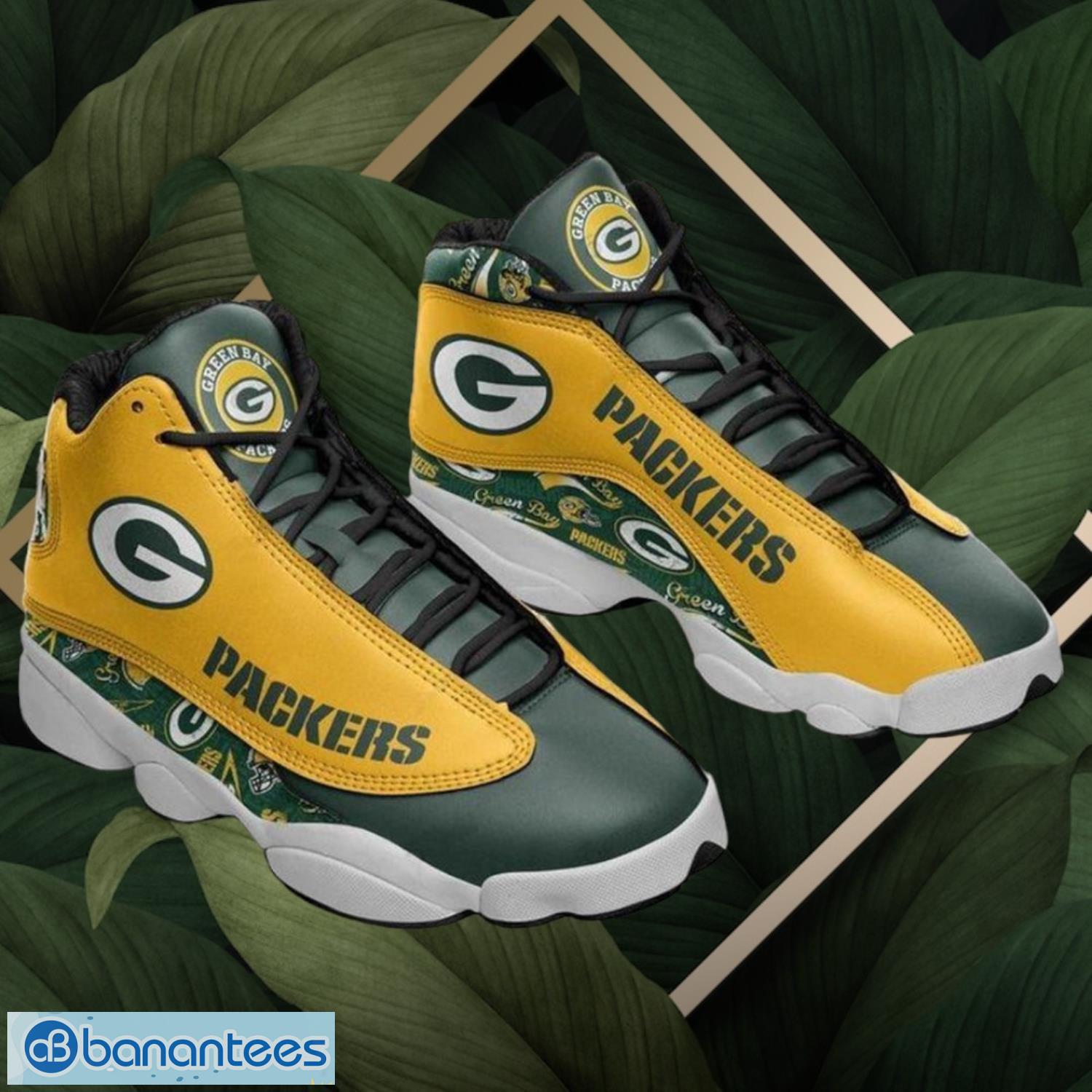 nfl green bay packers logo design yellow shoes gift for fans air jordan 13 image NFL Green Bay Packers Logo Design Yellow Shoes Gift For Fans Air Jordan 13 Product Photo 1