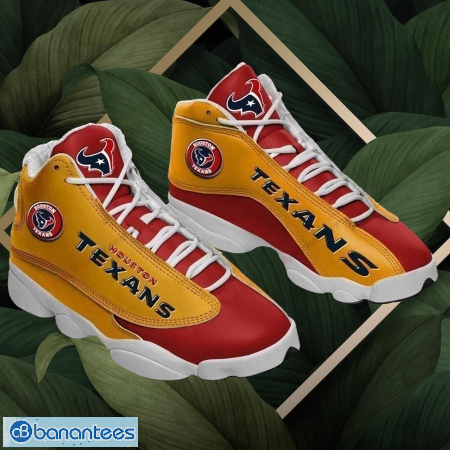 nfl houston texans logo design yellow red shoes gift for fans air jordan 13 image NFL Houston Texans Logo Design Yellow Red Shoes Gift For Fans Air Jordan 13 Product Photo 1
