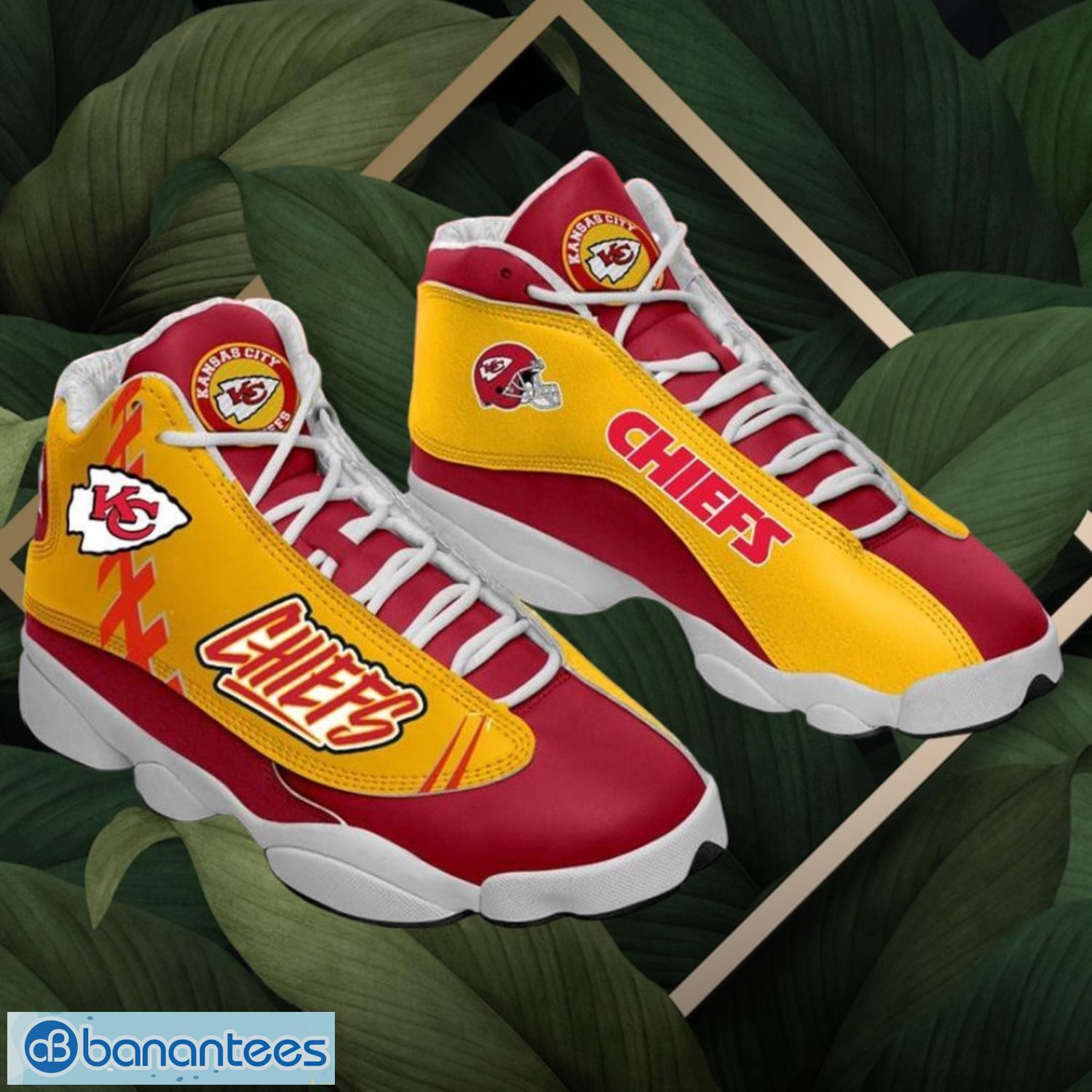nfl kansas city chiefs logo design red yellow shoes gift for fans air jordan 13 image NFL Kansas City Chiefs Logo Design Red Yellow Shoes Gift For Fans Air Jordan 13 Product Photo 1