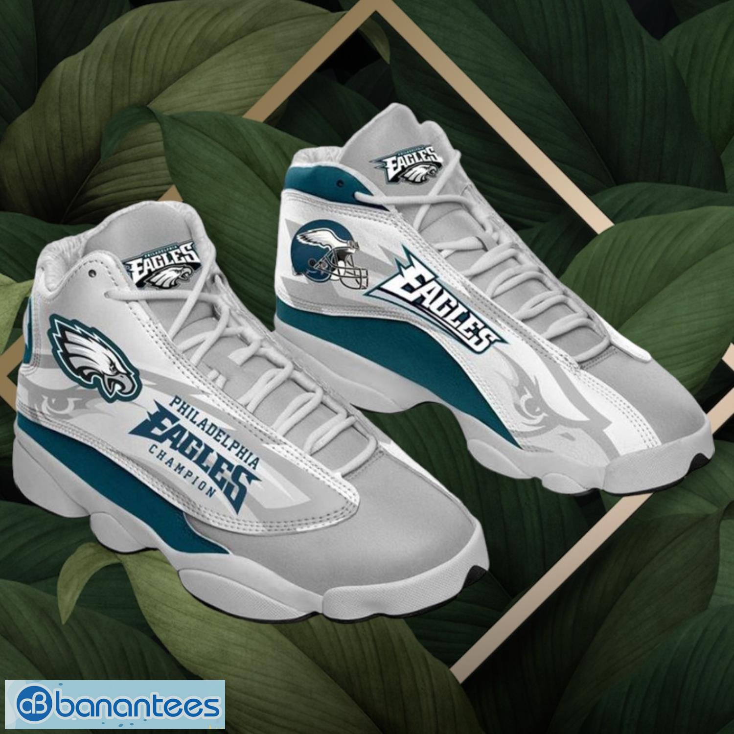 nfl philadelphia eagles logo design grey shoes gift for fans air jordan 13 image NFL Philadelphia Eagles Logo Design Grey Shoes Gift For Fans Air Jordan 13 Product Photo 1