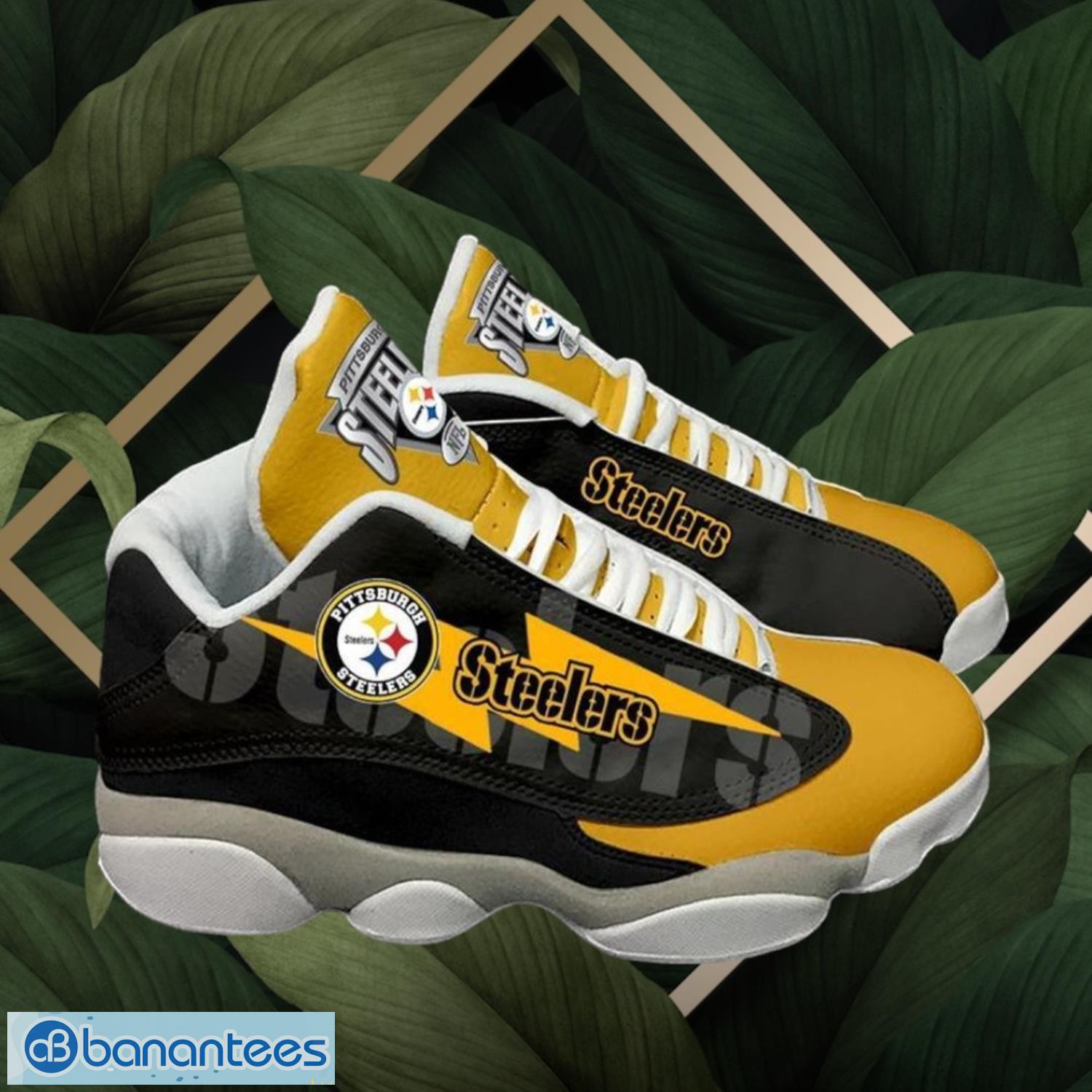 nfl pittsburgh steelers logo design black yellow shoes gift for fans air jordan 13 image NFL Pittsburgh Steelers Logo Design Black Yellow Shoes Gift For Fans Air Jordan 13 Product Photo 1
